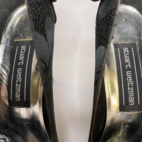 RARE Vintage Stuart Weitzman Satin Brocade Dress Heels with Bows - Picture 7 of 7